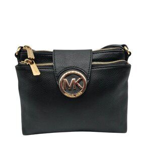 Michael Kors Black Leather Fulton Crossbody Bag